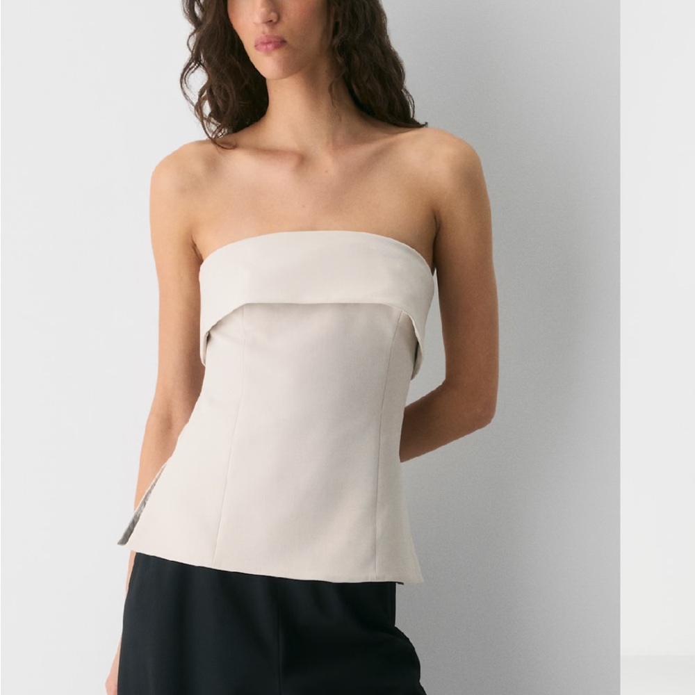 Babaton “Element” Strapless Fold-Over Top in Light Ivory
